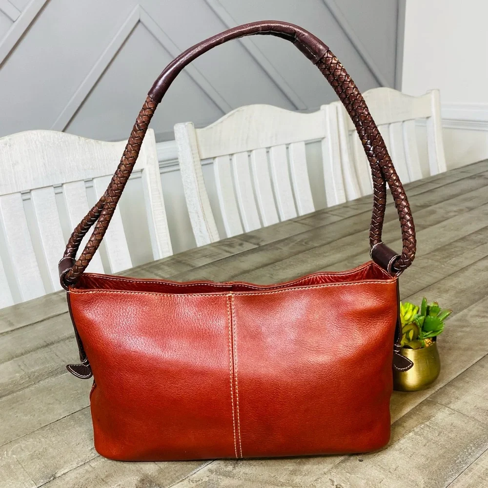 Vintage Fossil Shoulder Bag Red Pebbled Leather Y2K - Picture 4 of 8